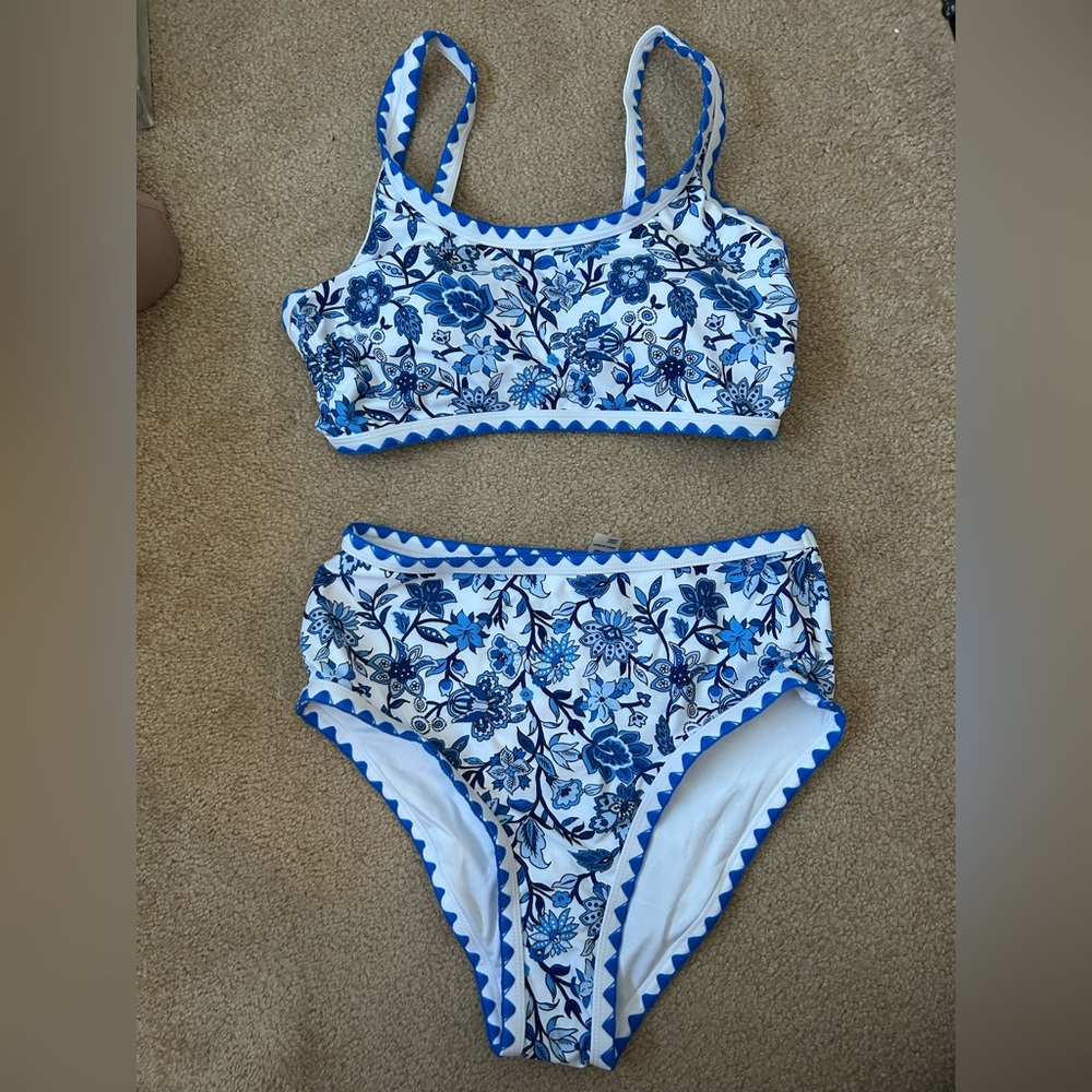 Floral Blue and White Bikini Set